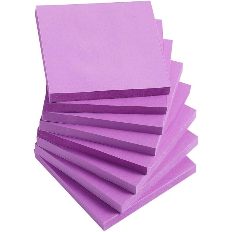Sticky Notes 3×3 Inches,Light Pink Self-Stick Pads, Easy to Post for Home,  Office, Notebook, 8 Pads/Pack(Bright Purple) - Vanpad