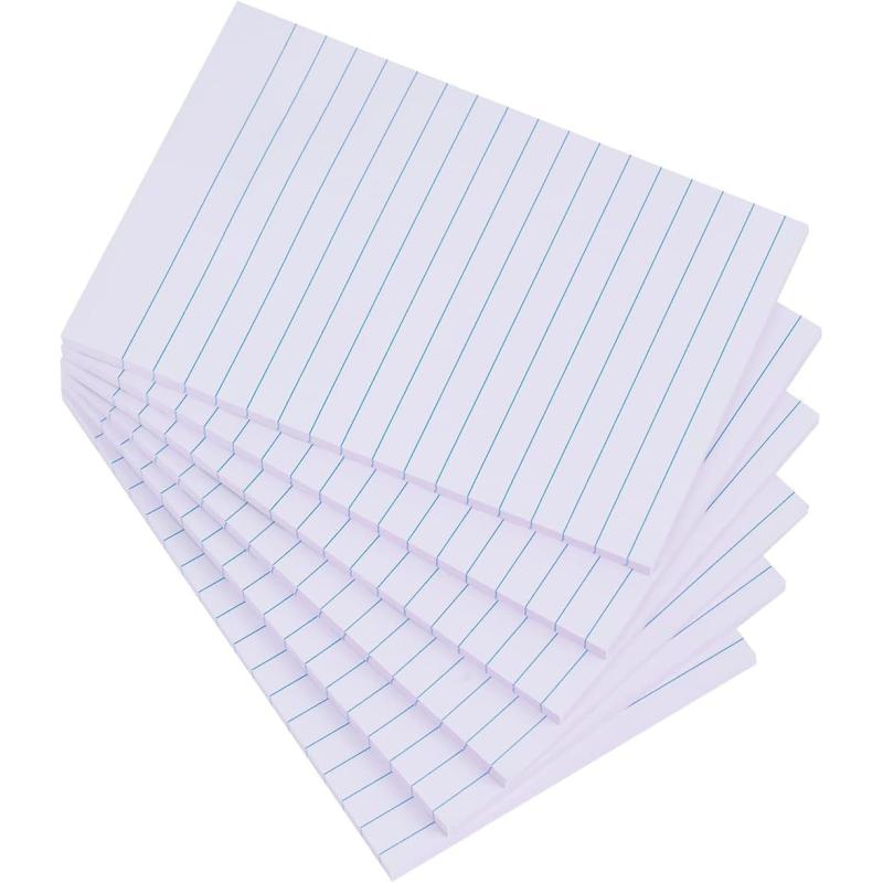 8 Pack) Lined Sticky Notes 4X6 in Post 8 Bright Colors Large Ruled Post